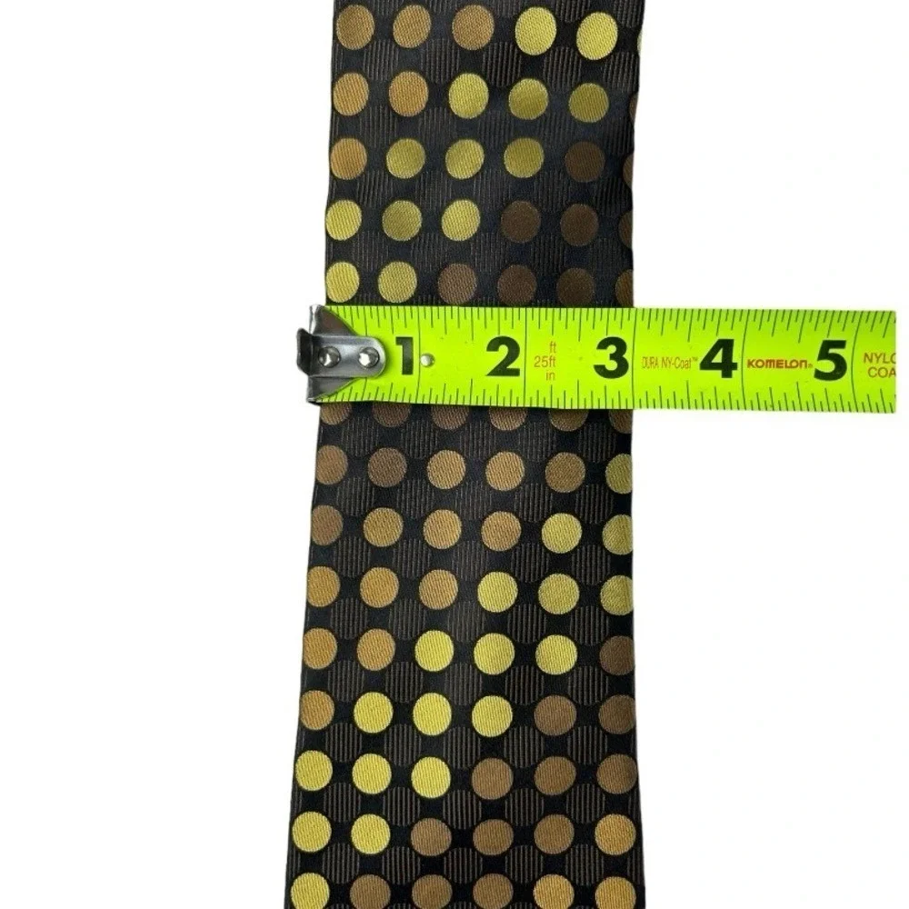 Sean John Brown Gold Polka Dot Tie Elegant Retro‎ Style 100% Silk Mens Necktie
